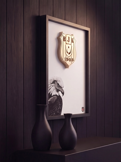 Siyah Beyaz Logolu Premium Tablo | Beyaz Kartal