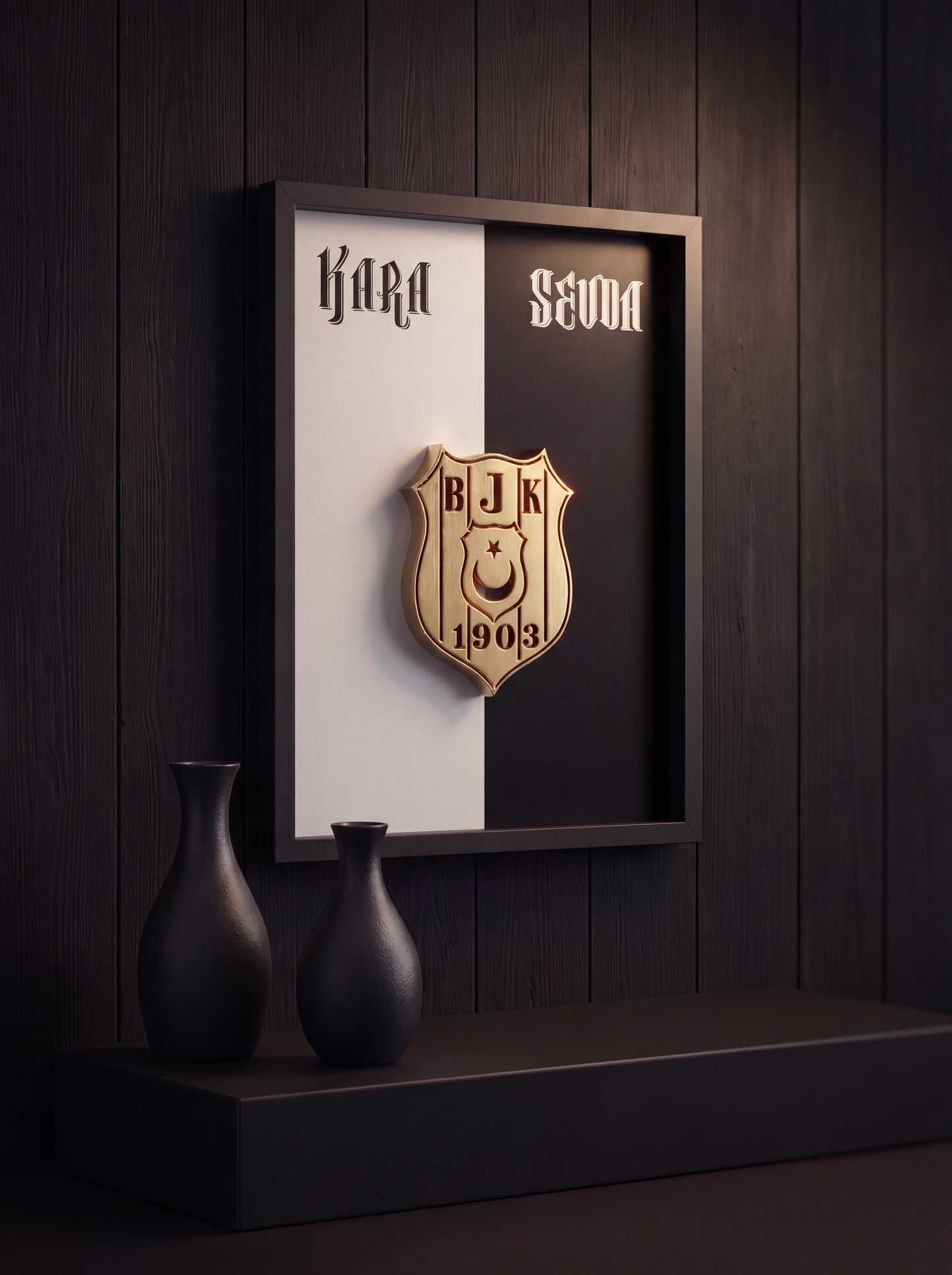 Siyah Beyaz Logolu Premium Tablo | Beyaz Kartal