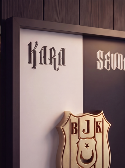 Siyah Beyaz Logolu Premium Tablo | Beyaz Kartal