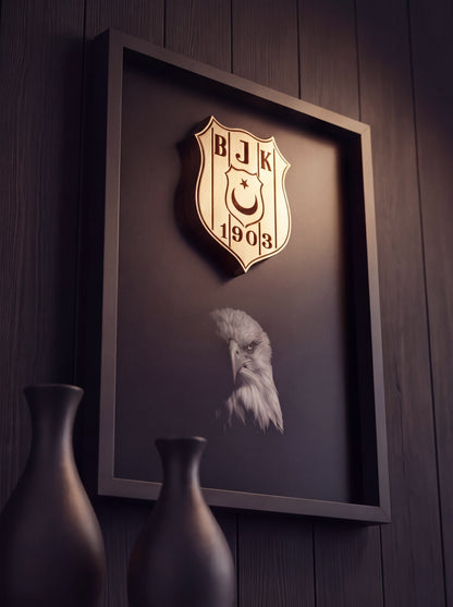 Siyah Beyaz Logolu Premium Tablo | Beyaz Kartal