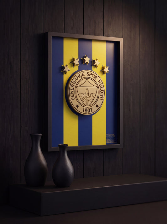 Sarı Lacivert Logolu Premium Tablo | Çubuklu Tasarım